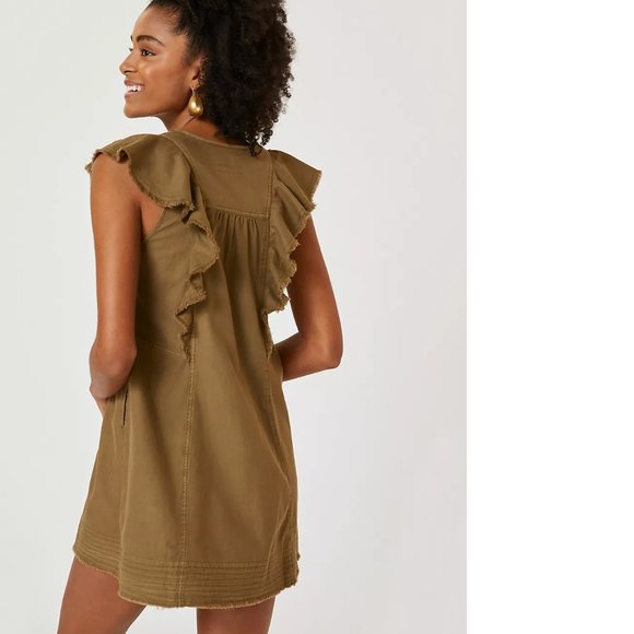 Anthropologie Pilcro Flutter-Sleeve Buttondown Tunic Dress - Picture 3 of 6